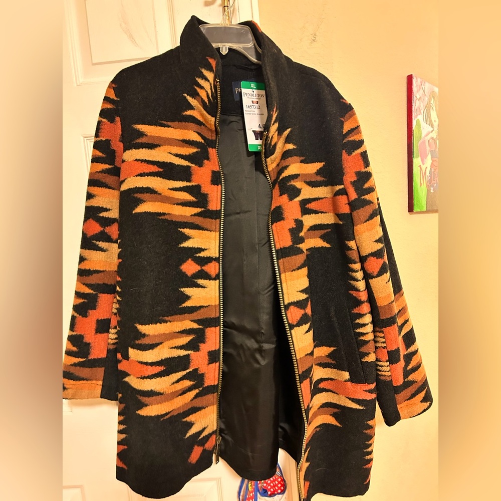 Pendleton Black and Orange Cape Jacket